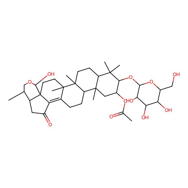 2D Structure of [22-Hydroxy-1,2,6,6,10,19-hexamethyl-16-oxo-7-[3,4,5-trihydroxy-6-(hydroxymethyl)oxan-2-yl]oxy-21-oxahexacyclo[12.11.0.02,11.05,10.015,23.018,23]pentacos-14-en-8-yl] acetate