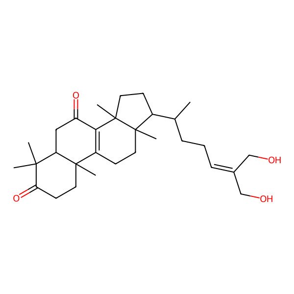2D Structure of 17-[7-hydroxy-6-(hydroxymethyl)hept-5-en-2-yl]-4,4,10,13,14-pentamethyl-2,5,6,11,12,15,16,17-octahydro-1H-cyclopenta[a]phenanthrene-3,7-dione