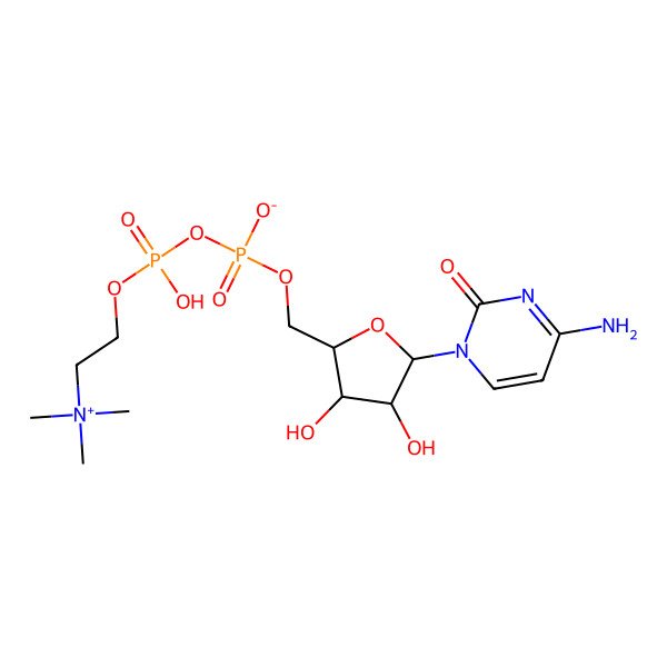 2D Structure of [(2S,3S,4R,5S)-5-(4-amino-2-oxopyrimidin-1-yl)-3,4-dihydroxyoxolan-2-yl]methyl [hydroxy-[2-(trimethylazaniumyl)ethoxy]phosphoryl] phosphate