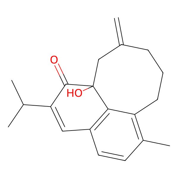 2D Structure of 1-Hydroxy-8-methyl-13-methylidene-3-propan-2-yltricyclo[7.5.1.05,15]pentadeca-3,5(15),6,8-tetraen-2-one