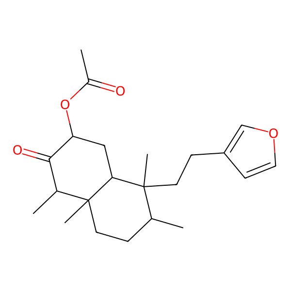 2D Structure of [(2R,4S,4aR,7R,8S,8aR)-8-[2-(furan-3-yl)ethyl]-4,4a,7,8-tetramethyl-3-oxo-2,4,5,6,7,8a-hexahydro-1H-naphthalen-2-yl] acetate