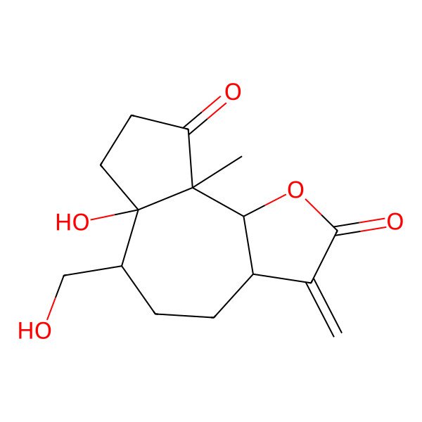 2D Structure of (3aS,6R,6aR,9aS,9bR)-6a-hydroxy-6-(hydroxymethyl)-9a-methyl-3-methylidene-4,5,6,7,8,9b-hexahydro-3aH-azuleno[8,7-b]furan-2,9-dione