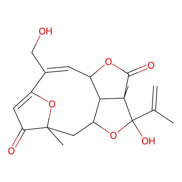 2D Structure of (1S,3R,7Z,9S,12S,13R,15R)-13-hydroxy-7-(hydroxymethyl)-3,12-dimethyl-13-prop-1-en-2-yl-10,14,16-trioxatetracyclo[7.5.1.13,6.012,15]hexadeca-5,7-diene-4,11-dione