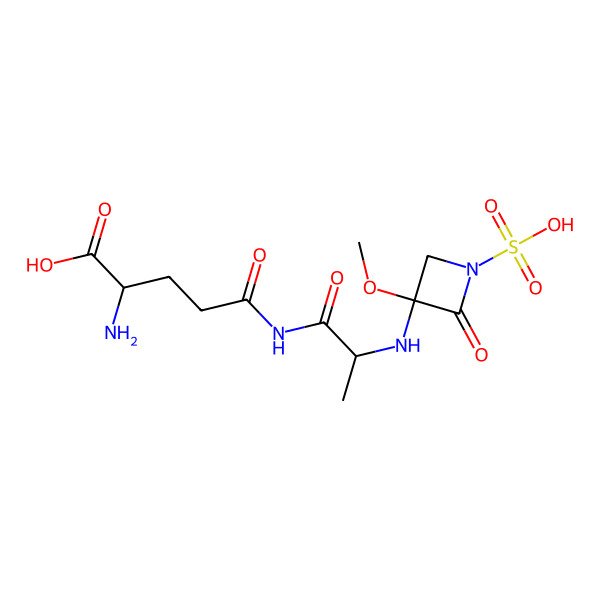 2D Structure of (2S)-2-amino-5-[[(2R)-2-[[(3R)-3-methoxy-2-oxo-1-sulfoazetidin-3-yl]amino]propanoyl]amino]-5-oxopentanoic acid