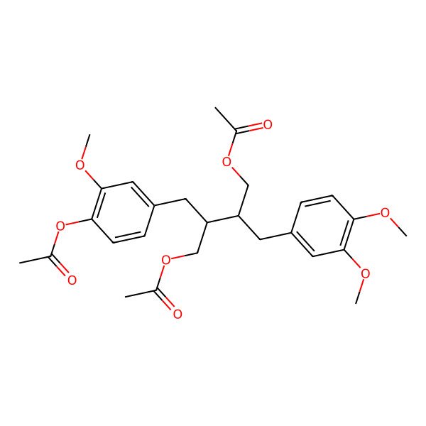 2D Structure of [(2R,3R)-4-acetyloxy-3-[(4-acetyloxy-3-methoxyphenyl)methyl]-2-[(3,4-dimethoxyphenyl)methyl]butyl] acetate