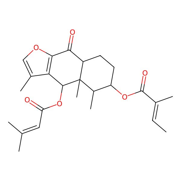2D Structure of [3,4a,5-Trimethyl-4-(3-methylbut-2-enoyloxy)-9-oxo-4,5,6,7,8,8a-hexahydrobenzo[f][1]benzofuran-6-yl] 2-methylbut-2-enoate