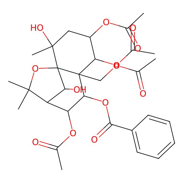 2D Structure of [(1S,2S,4S,5R,6S,7S,8S,9S,12R)-4,5,8-triacetyloxy-6-(acetyloxymethyl)-2,12-dihydroxy-2,10,10-trimethyl-11-oxatricyclo[7.2.1.01,6]dodecan-7-yl] benzoate