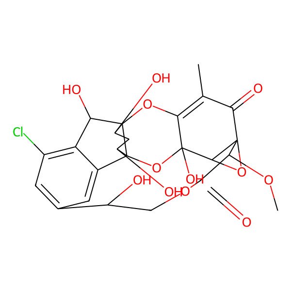 2D Structure of 15-Chloro-3,12,17,19,21-pentahydroxy-8-methoxy-5-methyl-2,10,24,26-tetraoxaheptacyclo[11.8.2.27,7.14,18.01,18.016,22.03,25]hexacosa-4,13(23),14,16(22)-tetraene-6,9-dione