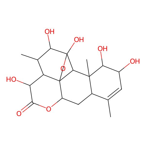 2D Structure of (1S,4R,5R,6R,7S,8R,11R,13S,16S,17R,18S,19R)-4,5,8,16,17-pentahydroxy-6,14,18-trimethyl-3,10-dioxapentacyclo[9.8.0.01,7.04,19.013,18]nonadec-14-en-9-one