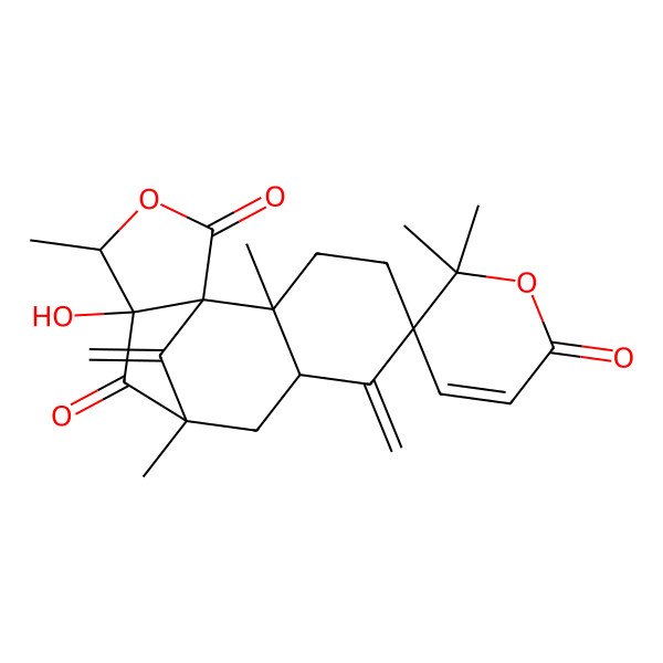 2D Structure of 11-Hydroxy-2,6',6',9,12-pentamethyl-6,15-dimethylidenespiro[13-oxatetracyclo[7.5.1.01,11.02,7]pentadecane-5,5'-pyran]-2',10,14-trione
