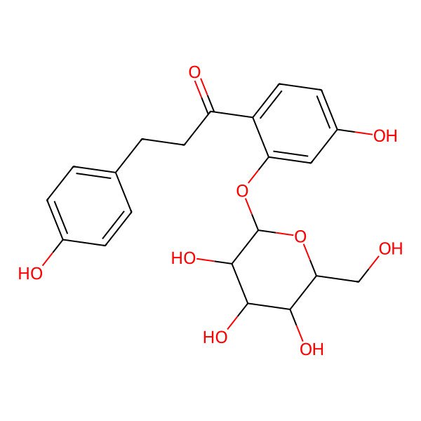2D Structure of 3-(4-hydroxyphenyl)-1-[4-hydroxy-2-[(2S,3R,4S,5S,6S)-3,4,5-trihydroxy-6-(hydroxymethyl)oxan-2-yl]oxyphenyl]propan-1-one