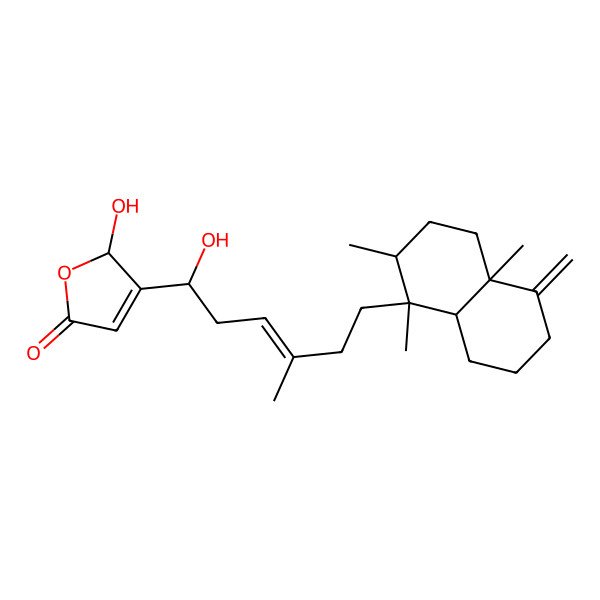2D Structure of 3-[(E,1R)-6-[(1S,2S,4aR,8aR)-1,2,4a-trimethyl-5-methylidene-3,4,6,7,8,8a-hexahydro-2H-naphthalen-1-yl]-1-hydroxy-4-methylhex-3-enyl]-2-hydroxy-2H-furan-5-one