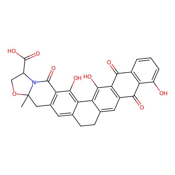 2D Structure of 3,22,29-Trihydroxy-10-methyl-5,20,27-trioxo-9-oxa-6-azaheptacyclo[15.12.0.02,14.04,12.06,10.019,28.021,26]nonacosa-1(29),2,4(12),13,17,19(28),21(26),22,24-nonaene-7-carboxylic acid