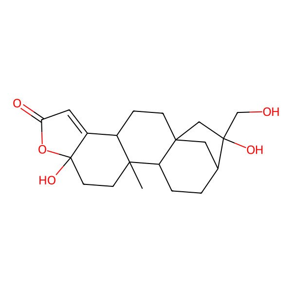 2D Structure of 9,17-Dihydroxy-17-(hydroxymethyl)-12-methyl-8-oxapentacyclo[14.2.1.01,13.04,12.05,9]nonadec-5-en-7-one