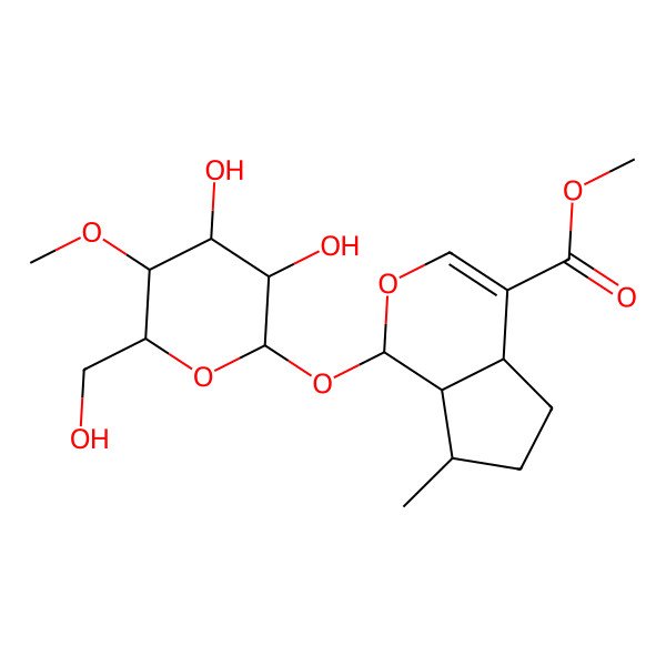 2D Structure of Methyl 1-[3,4-dihydroxy-6-(hydroxymethyl)-5-methoxyoxan-2-yl]oxy-7-methyl-1,4a,5,6,7,7a-hexahydrocyclopenta[c]pyran-4-carboxylate