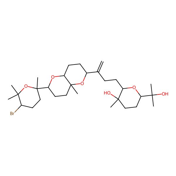 2D Structure of (2R,3S,6R)-2-[3-[(2R,4aS,6R,8aR)-2-[(2S,5R)-5-bromo-2,6,6-trimethyloxan-2-yl]-4a-methyl-3,4,6,7,8,8a-hexahydro-2H-pyrano[3,2-b]pyran-6-yl]but-3-enyl]-6-(2-hydroxypropan-2-yl)-3-methyloxan-3-ol