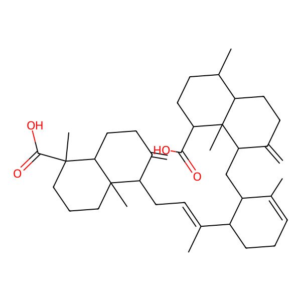 2D Structure of (1S,4aS,5R)-5-[(Z)-3-[(2S)-2-[[(5R,8R,8aS)-8-carboxy-5,8a-dimethyl-2-methylidene-1,3,4,4a,5,6,7,8-octahydronaphthalen-1-yl]methyl]-3-methylcyclohex-3-en-1-yl]but-2-enyl]-1,4a-dimethyl-6-methylidene-3,4,5,7,8,8a-hexahydro-2H-naphthalene-1-carboxylic acid