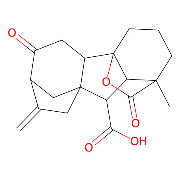 2D Structure of (1R,2R,5R,8R,9S,10R,11R)-11-methyl-6-methylidene-4,16-dioxo-15-oxapentacyclo[9.3.2.15,8.01,10.02,8]heptadecane-9-carboxylic acid
