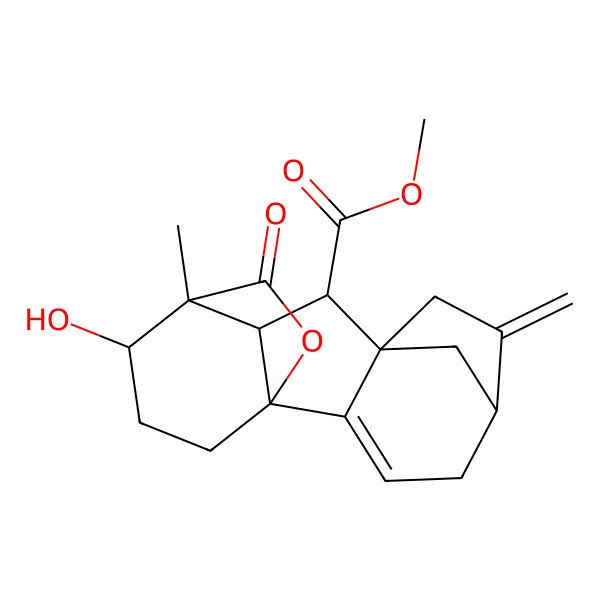 2D Structure of methyl (1S,5R,8S,9S,10R,11S,12S)-12-hydroxy-11-methyl-6-methylidene-16-oxo-15-oxapentacyclo[9.3.2.15,8.01,10.02,8]heptadec-2-ene-9-carboxylate