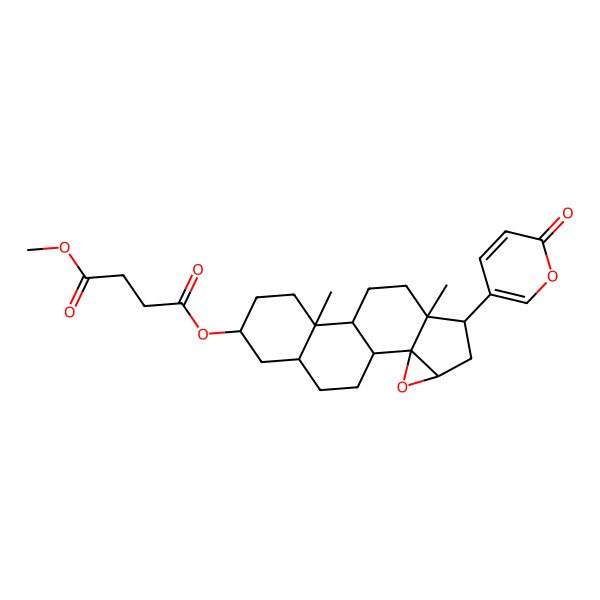 2D Structure of 4-O-[(1R,2S,4R,6R,7R,10S,11S,14S,16R)-7,11-dimethyl-6-(6-oxopyran-3-yl)-3-oxapentacyclo[8.8.0.02,4.02,7.011,16]octadecan-14-yl] 1-O-methyl butanedioate