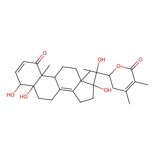 2D Structure of (2R)-2-[(1S)-1-hydroxy-1-[(4S,5S,9S,10R,13S,17S)-4,5,17-trihydroxy-10,13-dimethyl-1-oxo-4,6,7,9,11,12,15,16-octahydrocyclopenta[a]phenanthren-17-yl]ethyl]-4,5-dimethyl-2,3-dihydropyran-6-one