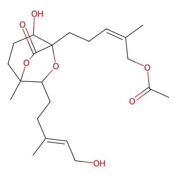 2D Structure of [5-[2-Hydroxy-9-(5-hydroxy-3-methylpent-3-enyl)-5-methyl-7-oxo-6,8-dioxabicyclo[3.2.2]nonan-1-yl]-2-methylpent-2-enyl] acetate
