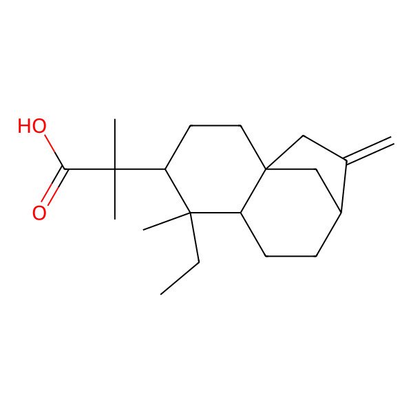 2D Structure of 2-[(1S,4S,5S,6R,9R)-5-ethyl-5-methyl-10-methylidene-4-tricyclo[7.2.1.01,6]dodecanyl]-2-methylpropanoic acid