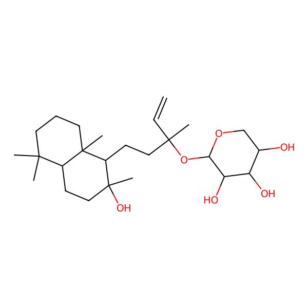 2D Structure of 2-[5-(2-hydroxy-2,5,5,8a-tetramethyl-3,4,4a,6,7,8-hexahydro-1H-naphthalen-1-yl)-3-methylpent-1-en-3-yl]oxyoxane-3,4,5-triol