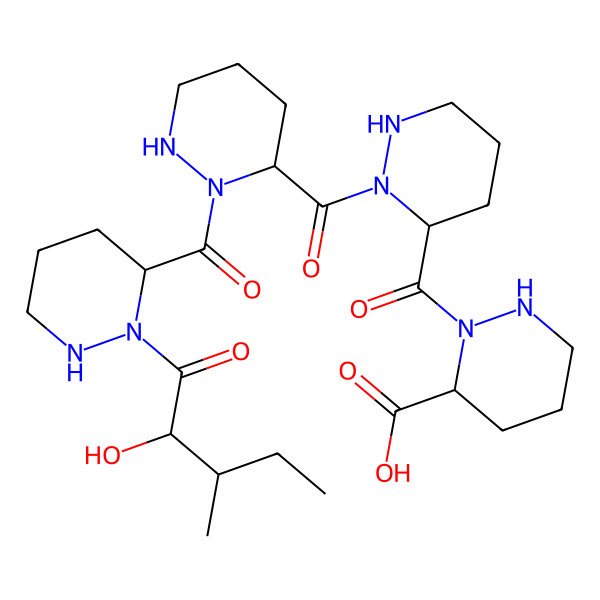 2D Structure of 2-[2-[2-[2-(2-Hydroxy-3-methylpentanoyl)diazinane-3-carbonyl]diazinane-3-carbonyl]diazinane-3-carbonyl]diazinane-3-carboxylic acid