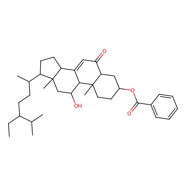 2D Structure of [17-(5-Ethyl-6-methylheptan-2-yl)-11-hydroxy-10,13-dimethyl-6-oxo-1,2,3,4,5,9,11,12,14,15,16,17-dodecahydrocyclopenta[a]phenanthren-3-yl] benzoate