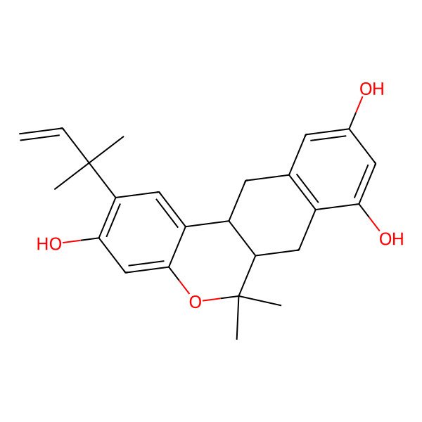 2D Structure of (6aS,12aR)-6,6-dimethyl-2-(2-methylbut-3-en-2-yl)-6a,7,12,12a-tetrahydronaphtho[7,6-c]chromene-3,8,10-triol