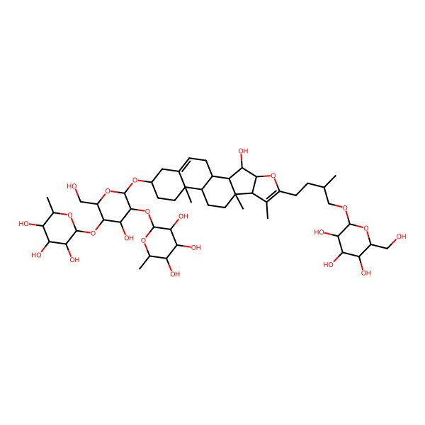 2D Structure of 2-[4-Hydroxy-2-(hydroxymethyl)-6-[[3-hydroxy-7,9,13-trimethyl-6-[3-methyl-4-[3,4,5-trihydroxy-6-(hydroxymethyl)oxan-2-yl]oxybutyl]-5-oxapentacyclo[10.8.0.02,9.04,8.013,18]icosa-6,18-dien-16-yl]oxy]-5-(3,4,5-trihydroxy-6-methyloxan-2-yl)oxyoxan-3-yl]oxy-6-methyloxane-3,4,5-triol
