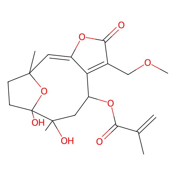 2D Structure of [(1S,2E,8S,10R,11R)-10,11-dihydroxy-6-(methoxymethyl)-1,10-dimethyl-5-oxo-4,14-dioxatricyclo[9.2.1.03,7]tetradeca-2,6-dien-8-yl] 2-methylprop-2-enoate
