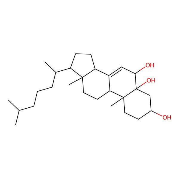 2D Structure of 10,13-Dimethyl-17-(6-methylheptan-2-yl)-1,2,3,4,6,9,11,12,14,15,16,17-dodecahydrocyclopenta[a]phenanthrene-3,5,6-triol