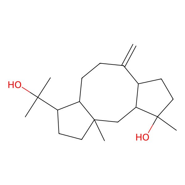 2D Structure of (1S,3S,4R,7R,11R,12S)-12-(2-hydroxypropan-2-yl)-1,4-dimethyl-8-methylidenetricyclo[9.3.0.03,7]tetradecan-4-ol