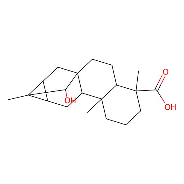 2D Structure of (1R,4S,5R,9S,10S,12R,13R,14S,16S)-16-hydroxy-5,9,13-trimethylpentacyclo[11.2.1.01,10.04,9.012,14]hexadecane-5-carboxylic acid