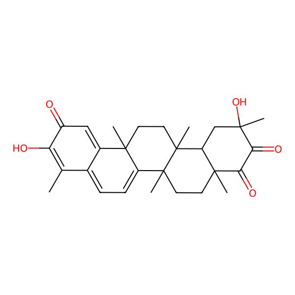 2D Structure of (6aS,6bS,8aR,11R,12aS,14aR)-3,11-dihydroxy-4,6a,6b,8a,11,14a-hexamethyl-7,8,12,12a,13,14-hexahydropicene-2,9,10-trione