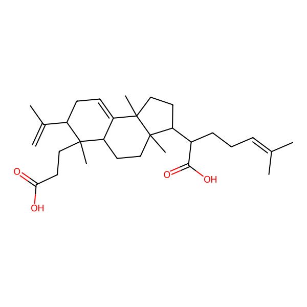 2D Structure of 2-[6-(2-Carboxyethyl)-3a,6,9b-trimethyl-7-prop-1-en-2-yl-1,2,3,4,5,5a,7,8-octahydrocyclopenta[a]naphthalen-3-yl]-6-methylhept-5-enoic acid