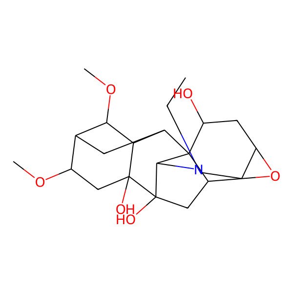 2D Structure of (1S,2S,4S,6S,10R,11R,13S,14R)-8-ethyl-13,15-dimethoxy-5-oxa-8-azaheptacyclo[8.7.2.114,17.01,9.04,6.06,18.011,16]icosane-2,10,11-triol