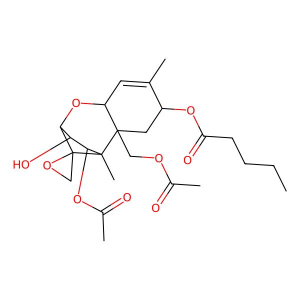 2D Structure of [11-Acetyloxy-2-(acetyloxymethyl)-10-hydroxy-1,5-dimethylspiro[8-oxatricyclo[7.2.1.02,7]dodec-5-ene-12,2'-oxirane]-4-yl] pentanoate