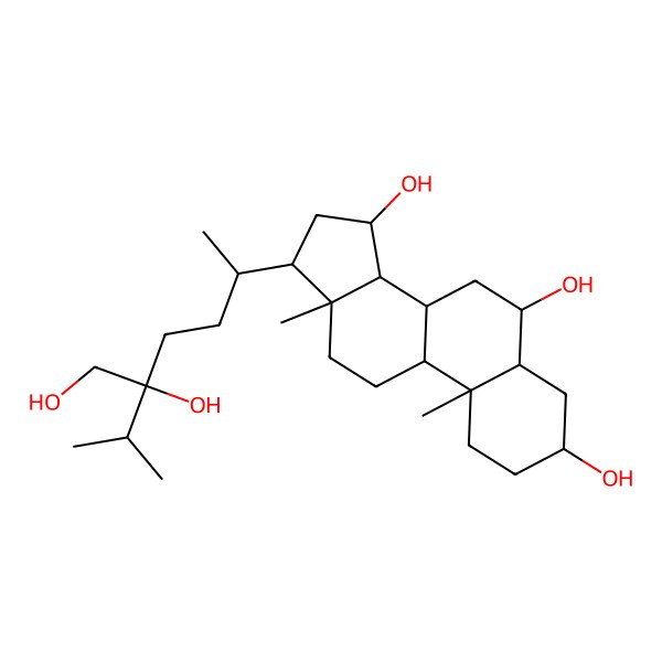 2D Structure of 17-[5-hydroxy-5-(hydroxymethyl)-6-methylheptan-2-yl]-10,13-dimethyl-2,3,4,5,6,7,8,9,11,12,14,15,16,17-tetradecahydro-1H-cyclopenta[a]phenanthrene-3,6,15-triol