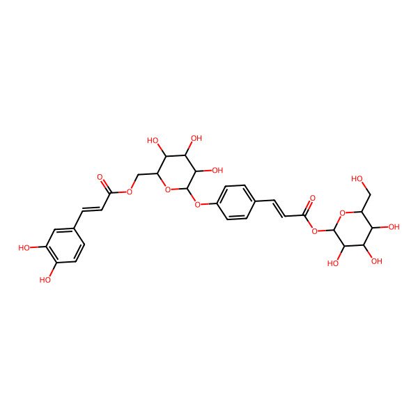 2D Structure of [(2S,3R,4S,5S,6R)-3,4,5-trihydroxy-6-(hydroxymethyl)oxan-2-yl] (E)-3-[4-[(2S,3R,4S,5S,6R)-6-[[(E)-3-(3,4-dihydroxyphenyl)prop-2-enoyl]oxymethyl]-3,4,5-trihydroxyoxan-2-yl]oxyphenyl]prop-2-enoate