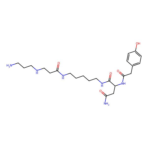 2D Structure of (2S)-N-[5-[3-(3-aminopropylamino)propanoylamino]pentyl]-2-[[2-(4-hydroxyphenyl)acetyl]amino]butanediamide