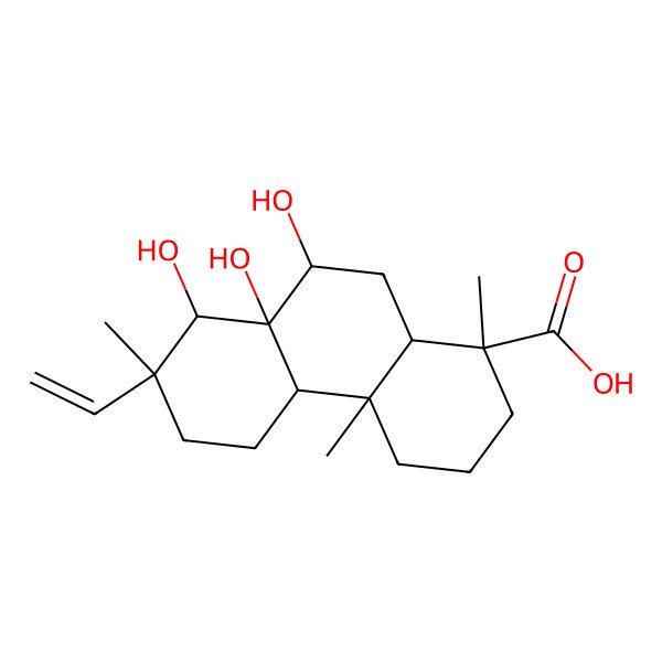2D Structure of 7-Ethenyl-8,8a,9-trihydroxy-1,4a,7-trimethyl-2,3,4,4b,5,6,8,9,10,10a-decahydrophenanthrene-1-carboxylic acid