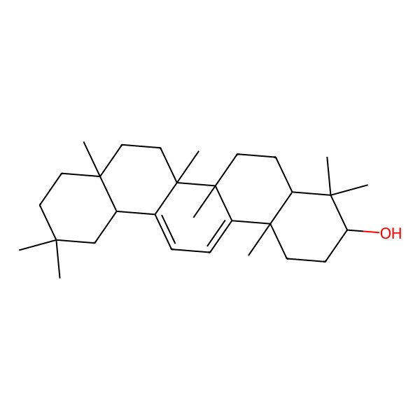 2D Structure of (3R,4aR,6aS,6bR,8aR,12aR,14bS)-4,4,6a,6b,8a,11,11,14b-octamethyl-1,2,3,4a,5,6,7,8,9,10,12,12a-dodecahydropicen-3-ol