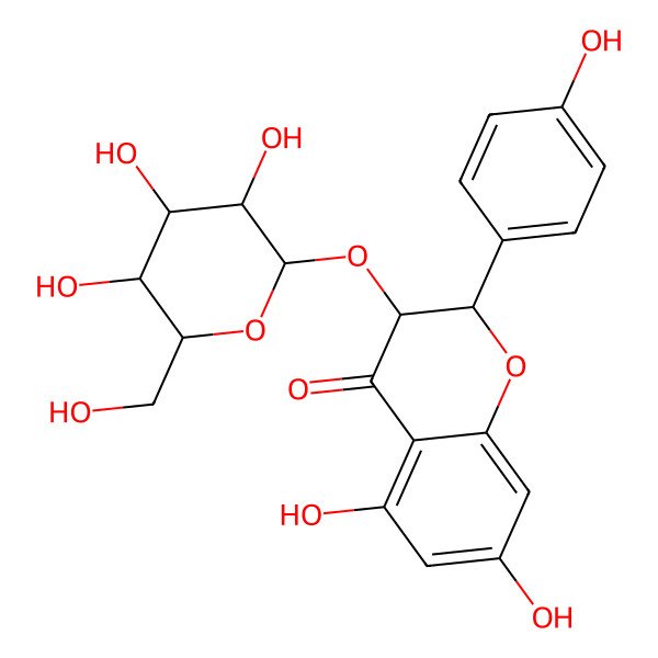 2D Structure of (2S,3R)-5,7-dihydroxy-2-(4-hydroxyphenyl)-3-[(2R,3S,4R,5R,6S)-3,4,5-trihydroxy-6-(hydroxymethyl)oxan-2-yl]oxy-2,3-dihydrochromen-4-one