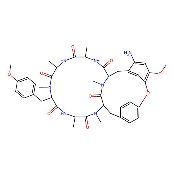 2D Structure of (1S,4R,7S,10S,13S,16S)-26-amino-24-methoxy-10-[(4-methoxyphenyl)methyl]-4,7,9,13,15,29-hexamethyl-22-oxa-3,6,9,12,15,29-hexazatetracyclo[14.12.2.218,21.123,27]tritriaconta-18,20,23,25,27(31),32-hexaene-2,5,8,11,14,30-hexone