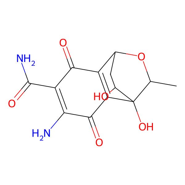 2D Structure of 4-amino-1,11-dihydroxy-10-methyl-3,6-dioxo-9-oxatricyclo[6.2.2.02,7]dodeca-2(7),4-diene-5-carboxamide