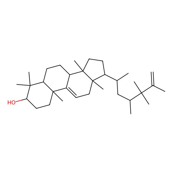 2D Structure of (3S,5R,8S,10S,13R,14S,17R)-4,4,10,13,14-pentamethyl-17-[(2R)-4,5,5,6-tetramethylhept-6-en-2-yl]-2,3,5,6,7,8,12,15,16,17-decahydro-1H-cyclopenta[a]phenanthren-3-ol