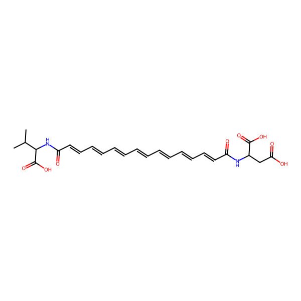2D Structure of 2-[[16-[(1-Carboxy-2-methylpropyl)amino]-16-oxohexadeca-2,4,6,8,10,12,14-heptaenoyl]amino]butanedioic acid